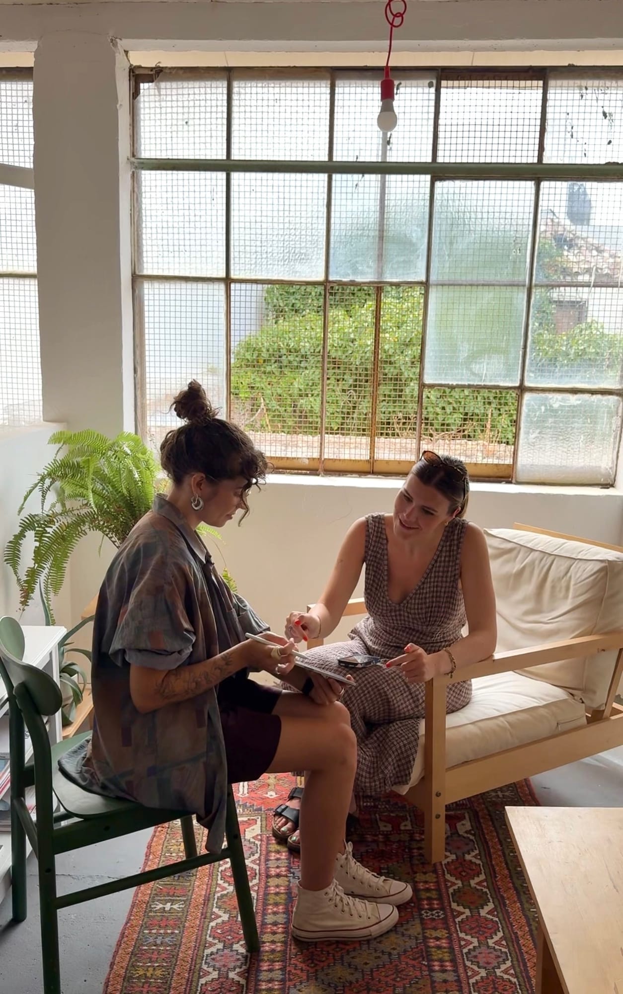 In conversation at the studio